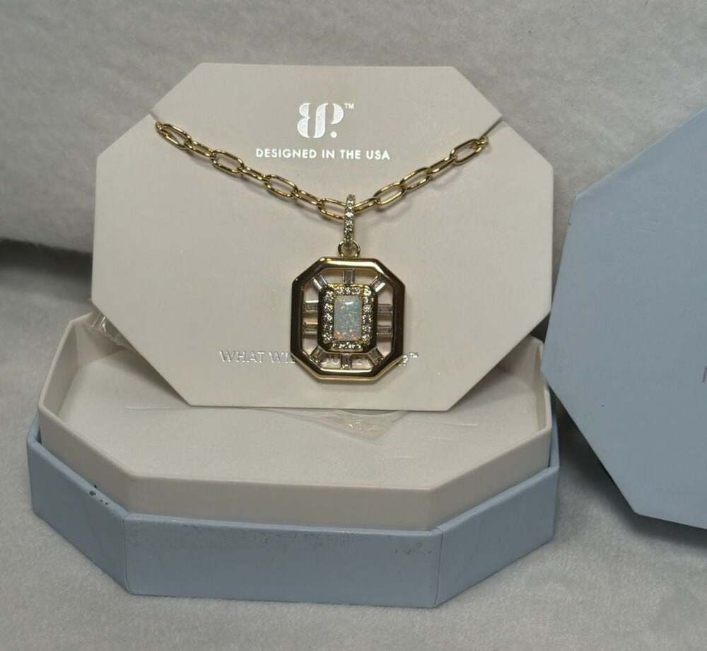 BP To Light The Ending Necklace Lab Grown Milky White Opal Gold